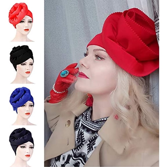 Ludlz Women Muslim Hijab Big Flower Turban Cancer Chemo Hat Bonnet Headbands Hair Loss Wrap Cap