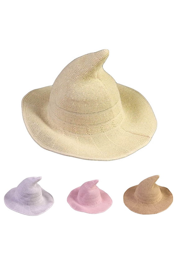 Ludlz Women Summer Witch Bucket Sun Hat Foldable Costume Ball Hat Knitting Cap