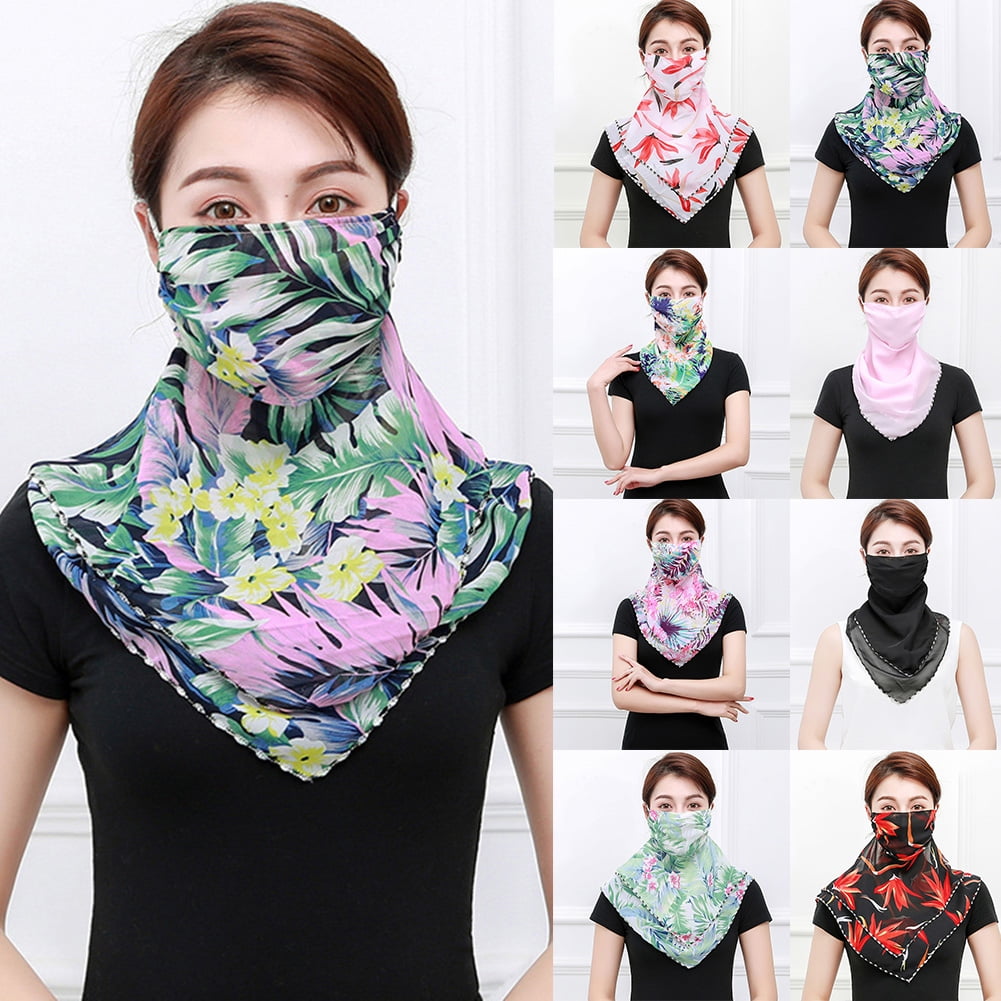 Ludlz Women Sun Protection Face Cover Chiffon Breathable Neck Gaiter
