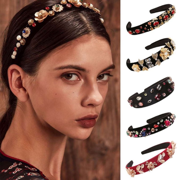 Ludlz Women Wide Headband Luxury Rhinestone Pearl Decoration  display picture 3