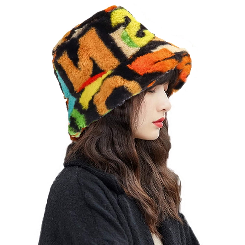 LA CARRIE Women's Faux Fur Bucket Hat – Snakeskin Print Winter Warm Fisherman Cap, Multiple Colors - View #5