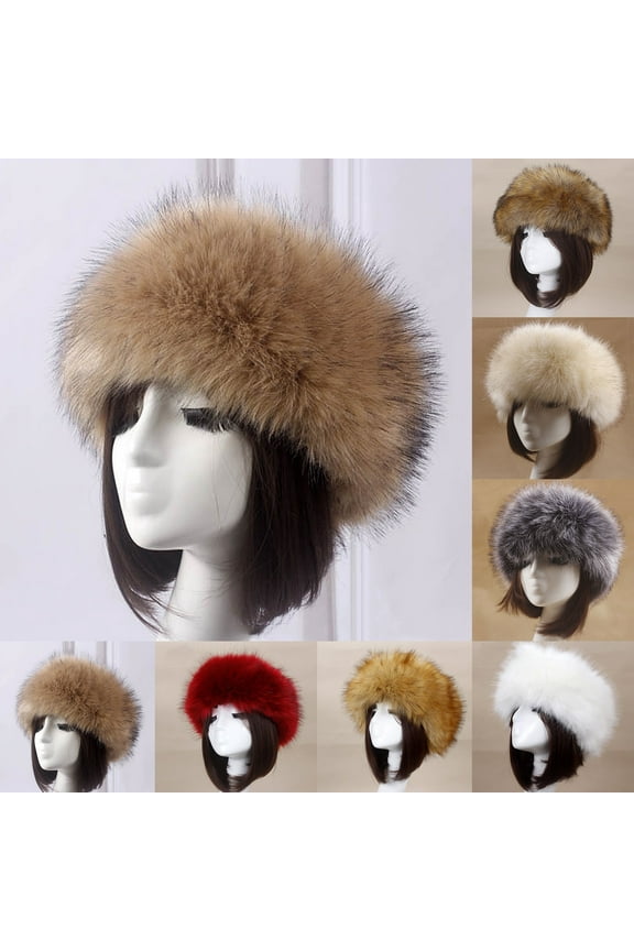 Women's Furry Hat for Winter with Stretch Cossack Russion Style Warm Cap