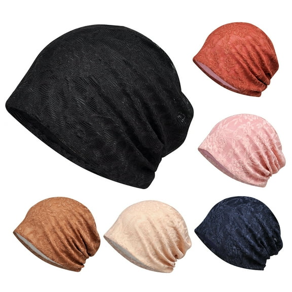 Ludlz Womens Cotton Beanie Lace Turban Soft Sleep Cap Chemo Hats Fashion Slouchy Hat