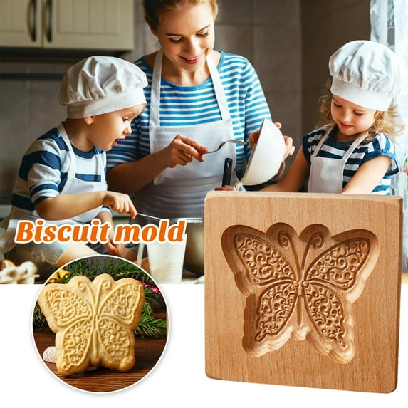 Ludlz Wooden 3D Cookie Mold Animal Flower Snowflake Santa Food Grade Non-stick Dishwasher Safe Chocolate Biscuit Candy Mould Baking Tools Kitchen Supplies