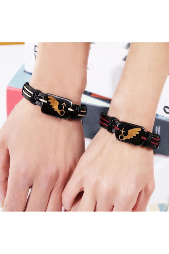 Woven leather bracelet, Retro Punk Faux Leather Braided Rope Men Women Couple Bracelet Jewelry Gift men's and women's knitting cuffs, winding bracelet,ethnic tribal bracelet, adjustable