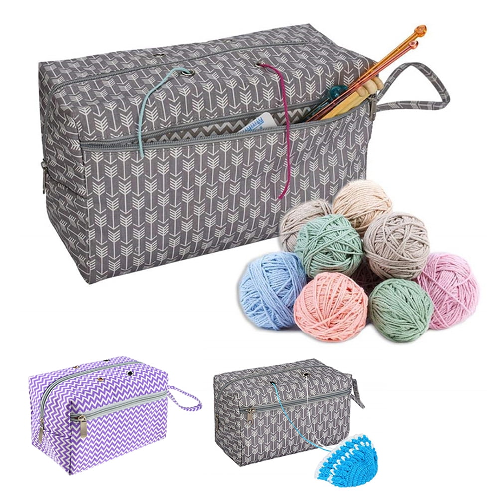 Knitting Bag Large Capacity Rectangle 600D Oxford Cloth Stop Tangling Knitting  Organizer for Bedroom 