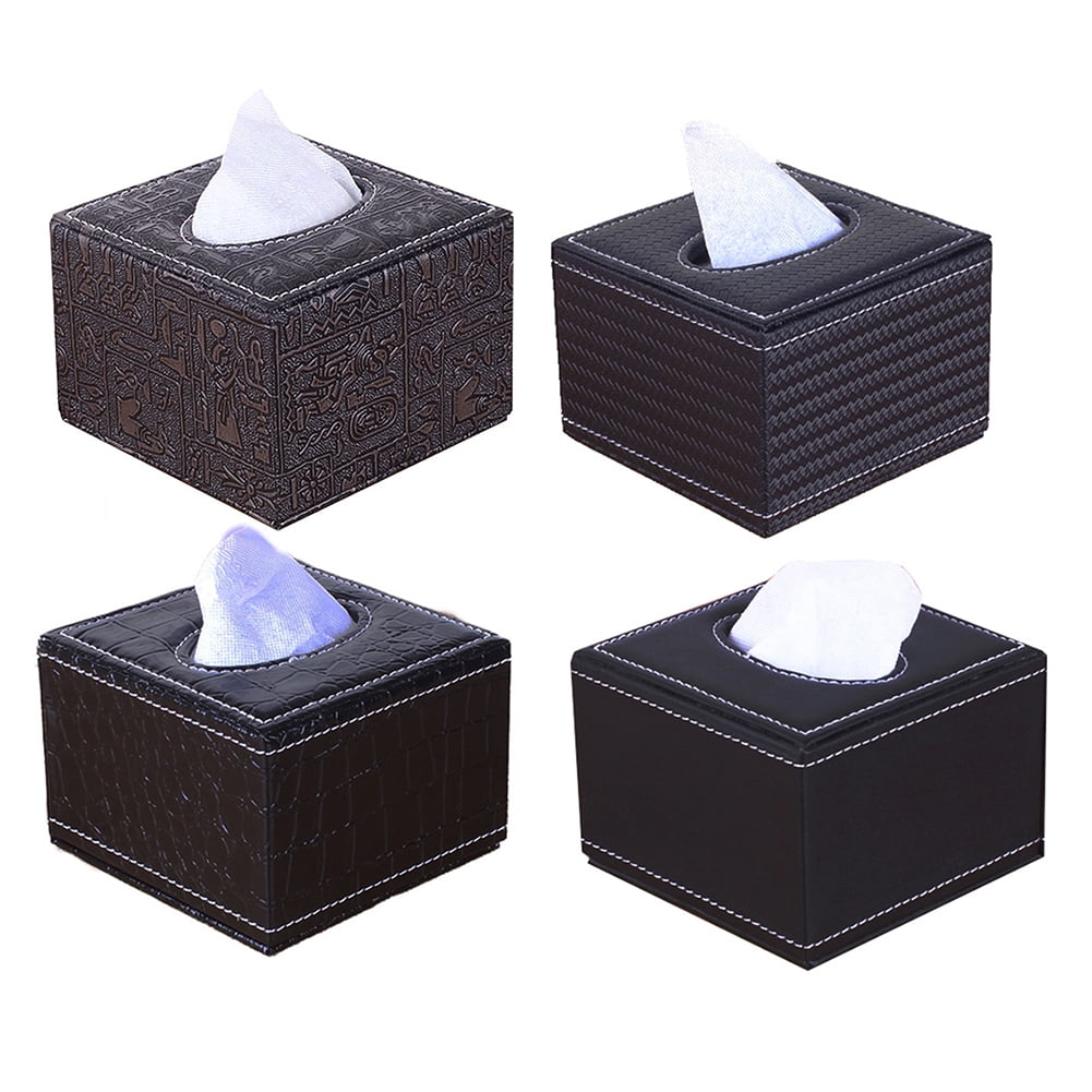 Ludlz acrylic PU Leather Square Tissue Box Cover Holder,Modern Square Facial Tissue Holder Case