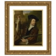 thumbnail image 1 of Ludolf Bakhuysen 12x14 Gold Ornate Wood Frame and Double Matted Museum Art Print Titled - Jan De Hooghe (1650-1731). Anna De Hooghe's Cousin, Dressed for Shooting (1700), 1 of 4