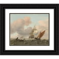 thumbnail image 1 of Ludolf Bakhuysen 18x15 Black Ornate Wood Framed Double Matted Museum Art Print Titled - Rough Sea with Ships (1697), 1 of 5