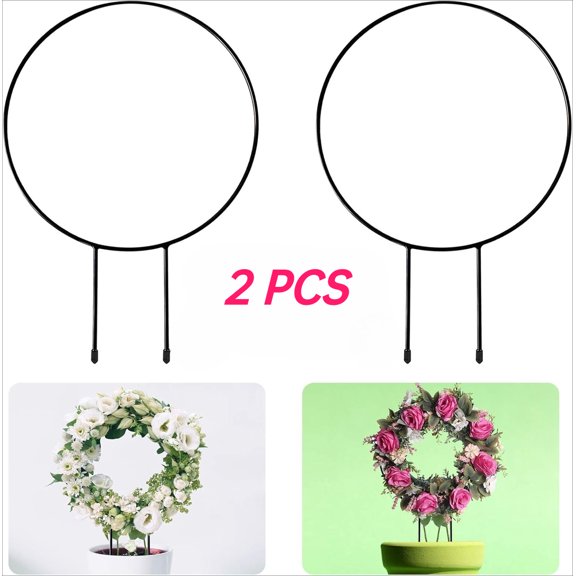 Ludolm 2Pcs Black Metal Plant Trellis - Iron Vine Support Wire for Potted Flowers,13" x 9"