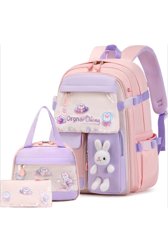 3Pack Bunny Backpack Set, Kawaii Backpack Cute Sequin Bag, Back Protection Lightweight Backpack