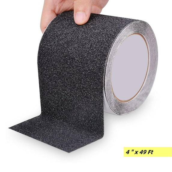 Ludolm 4" x 49 Ft Grip Tape, Anti Slip Tape Outdoor/Indoor Waterproof, Non Slip Tape for Stair Steps, Tread Staircases, Ramps, Skateboards,Black