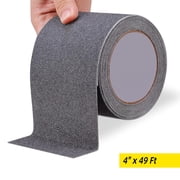 Ludolm 4" x 49 Ft Grip Tape, Anti Slip Tape Outdoor/Indoor Waterproof, Non Slip Tape for Stair Steps, Tread Staircases, Ramps, Skateboards,Grey