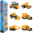 thumbnail image 1 of Ludolm 6 Pcs Mini Die Cast Car Set 1/64 Scale Alloy Construction Trucks - Dump Truck, Excavator, Forklift, Road Roller, Bulldozer, Mixer Truck - Toy Cars for Kids, Boys, Girls - Birthday Xmas Gift, 1 of 7