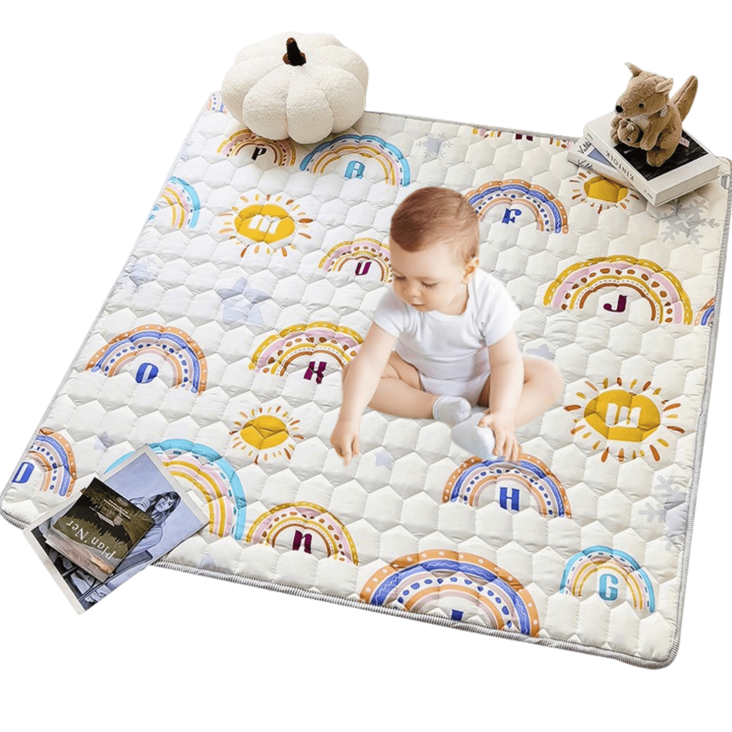 Ludolm Baby Play Mat For Floor - 50x50 Inches Kids Foldable Playmat For Babies And Toddlers