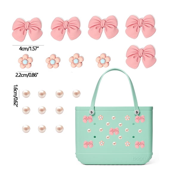 Ludolm Charms for Bogg Bags,Pearls and Butterfly Flowers for Bogg Bag Accessories Charms Compatible with Simply Southern Beach Tote, Insert for Beach Tote