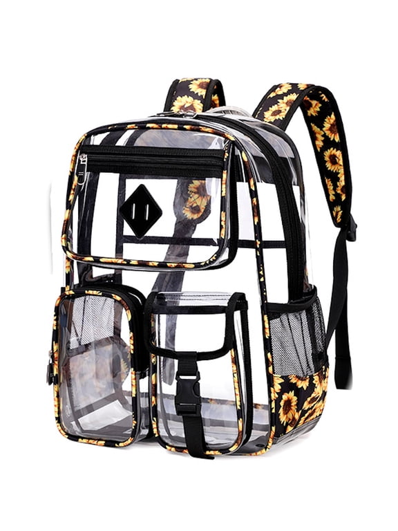 Ludolm Clear Backpack Heavy Duty - Large Clear Backpacks for School, Work, and Travel, Stadium Approved Transparent Backpack with Reinforced Straps, See Through Backpack, Clear Laptop Bag