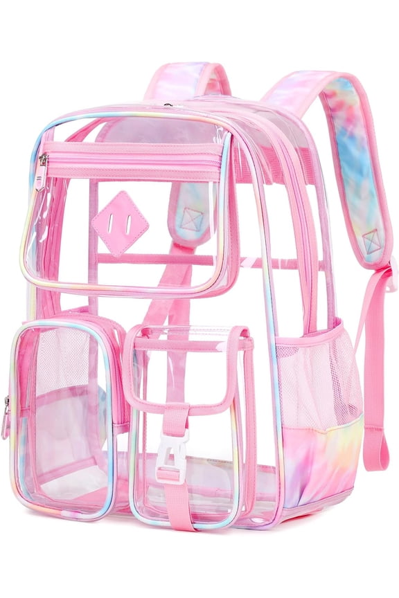 Clear Backpack,Heavy Duty PVC Transparent bag Stadium Approved See Through Backpack