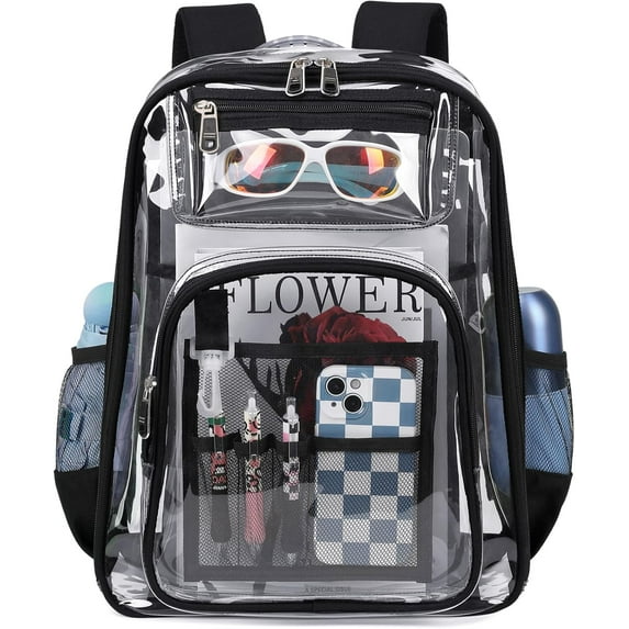Ludolm Clear Backpack Heavy Duty TPU,See Through Backpack Stadium Approved,Quick Security Check See Through Backpacks Transparent Bookbag