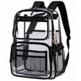 thumbnail image 1 of Ludolm Clear Backpack Heavy Duty, See Through Backpack Stadium Approved, Quick Security Check See Through Backpacks Transparent Bookbag, 1 of 6