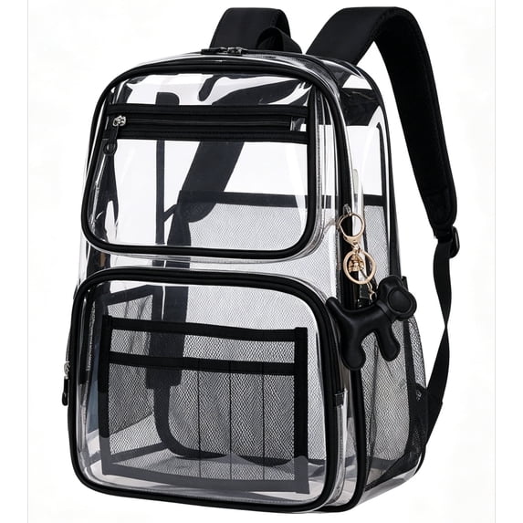 Ludolm Clear Backpack Heavy Duty, See Through Backpack Stadium Approved, Quick Security Check See Through Backpacks Transparent Bookbag