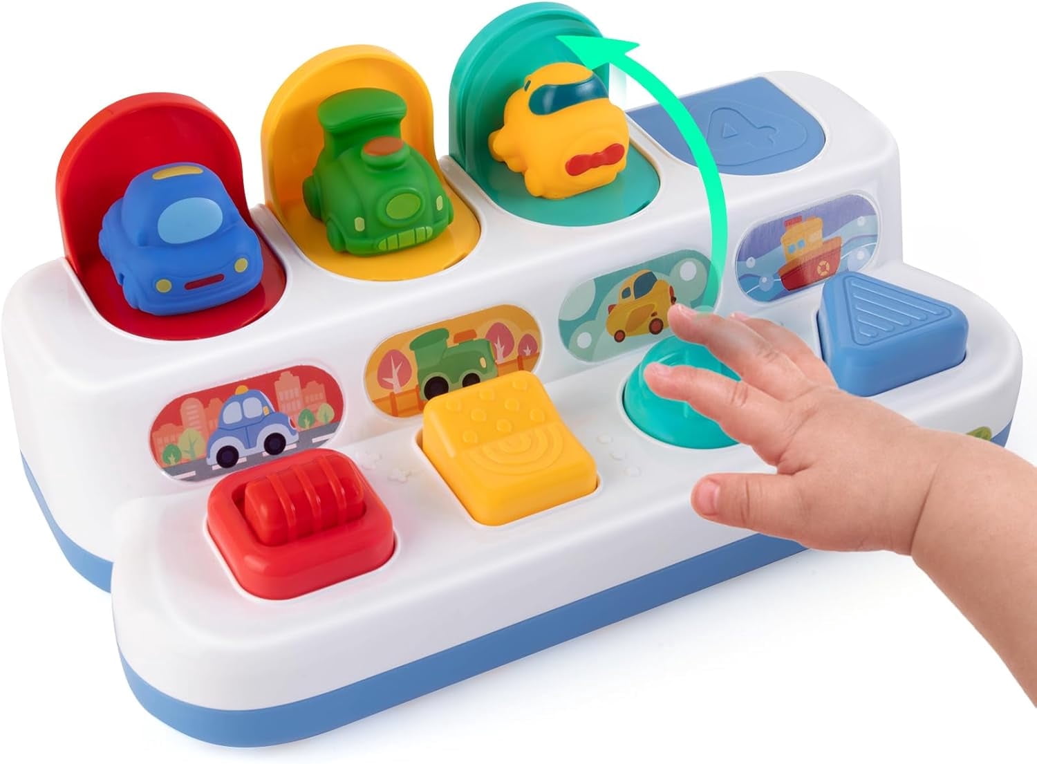 Ludolm Interactive Cause & Effect Pop Up Vehicle Toys for Toddlers 18M+, Sensory Montessori Toys for Infants , Fun Hide and Seek Play for Boy Girl