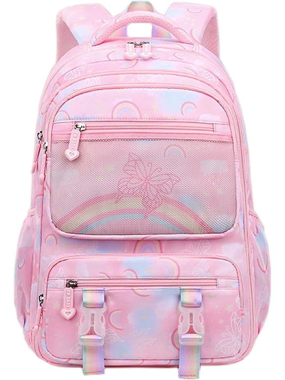 Kawaii Backpack, Large Butterfly Backpack Multi-Pocket, Pink