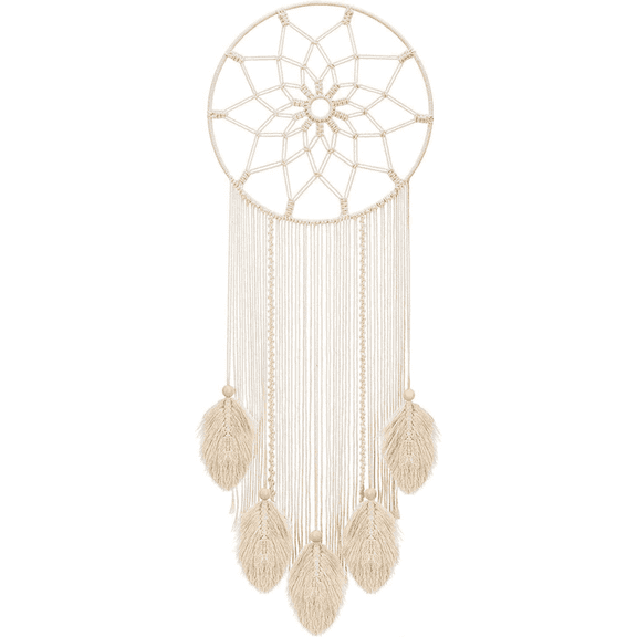 Ludolm Large Dream Catcher Macrame Boho Wall Hanging Decor Woven Feather Tassels Dreamcatcher Decoration for Teen Girl Room Nursery Bedroom Dorm Chic Gift, 36" L x 13" W