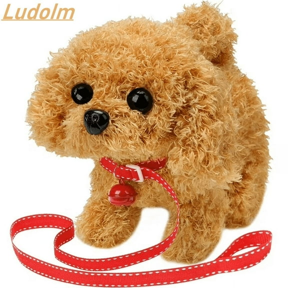 Ludolm Plush Teddy Toy Puppy Electronic Interactive Dog - Walking, Barking, Tail Wagging, Stretching Companion Animal for Kids Toddlers