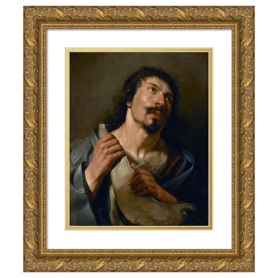 Ludovico Carracci 20x24 Gold Ornate Framed and Double Matted Museum Art Print Titled - Saint Sebastian Thrown into the Cloaca Maxima (1612)