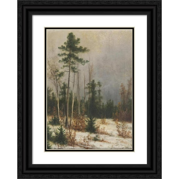 Ludvík Barták 11x14 Black Ornate Wood Framed Double Matted Museum Art Print Titled: Winter Forest