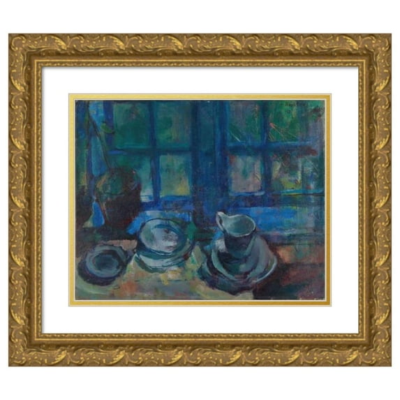 Ludvig Karsten 24x20 Gold Ornate Framed and Double Matted Museum Art Print Titled - The Blue Kitchen (1913)