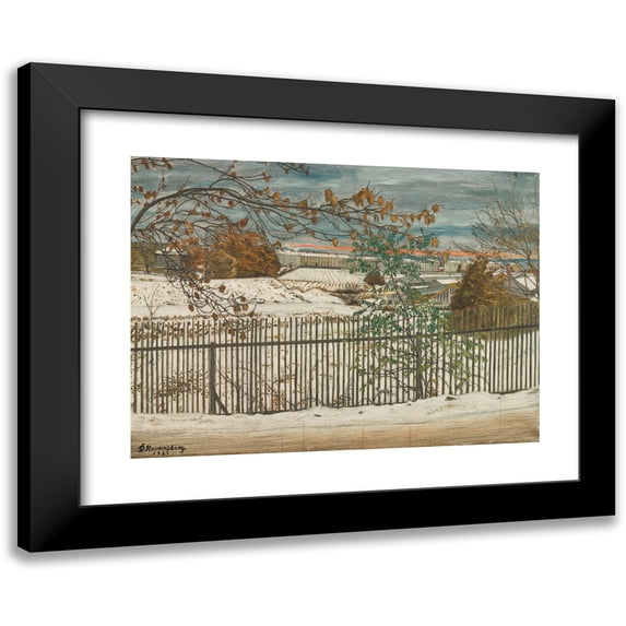 Ludvig Ravensberg 14x11 Black Modern Framed Museum Art Print Titled - The City Marches Forward, the Early Winter's Sadness (1927)