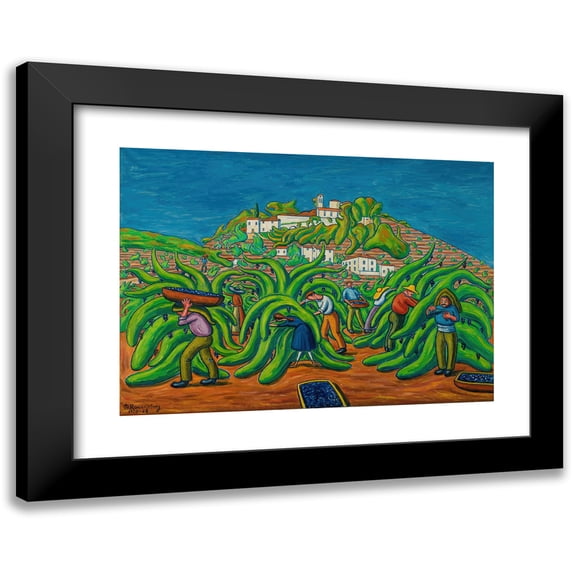 Ludvig Ravensberg 18x14 Black Modern Framed Museum Art Print Titled - Wine Harvest in Vernon (The Castle in the Green)