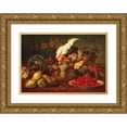 thumbnail image 1 of Ludwig Adam Kunz 18x14 Gold Ornate Wood Frame and Double Matted Museum Art Print Titled - Large Still Life with Cockatoo, 1 of 4