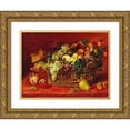 thumbnail image 1 of Ludwig Adam Kunz 24x18 Gold Ornate Framed and Double Matted Museum Art Print Titled - Still Life with Basket of Fruit, 1 of 4