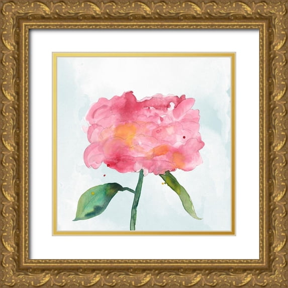 Ludwig, Alicia 12x12 Gold Ornate Wood Framed with Double Matting Museum Art Print Titled - Joyful Peony IV