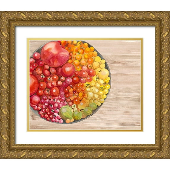 Ludwig, Alicia 14x12 Gold Ornate Wood Framed with Double Matting Museum Art Print Titled - Bowls of Fruit I