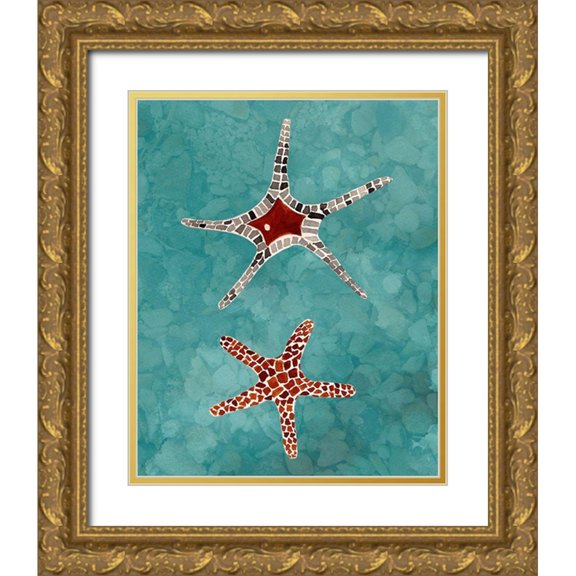 Ludwig, Alicia 15x18 Gold Ornate Wood Framed with Double Matting Museum Art Print Titled - Twin Starfish I