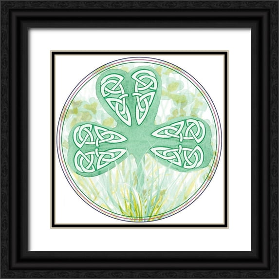 Ludwig, Alicia 20x20 Black Ornate Wood Framed with Double Matting Museum Art Print Titled - Lucky Shamrock Collection C