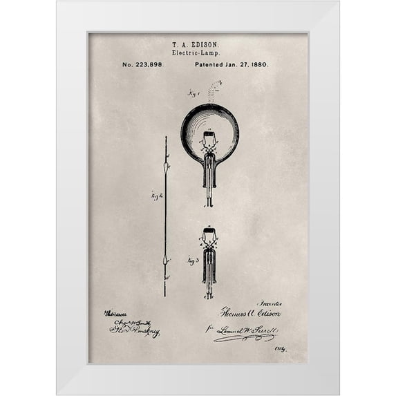 Ludwig, Alicia 23x32 White Modern Wood Framed Museum Art Print Titled - Patent--Light Bulb