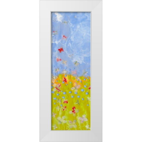 Ludwig, Alicia 7x14 White Modern Wood Framed Museum Art Print Titled - Raining Blossoms I