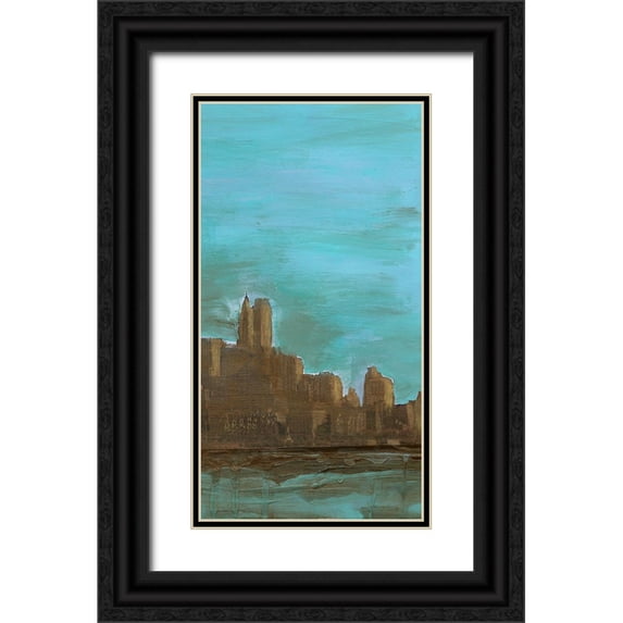 Ludwig, Alicia 9x14 Black Ornate Wood Framed with Double Matting Museum Art Print Titled - Manhattan Triptych III