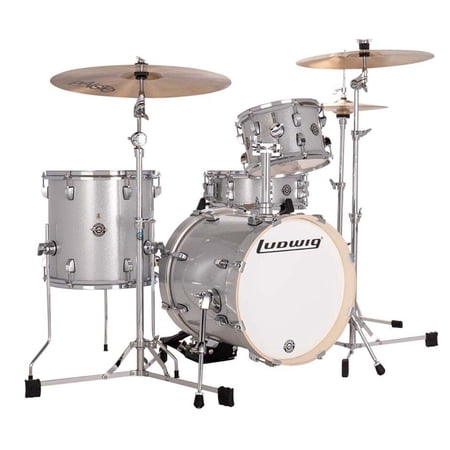 Ludwig Breakbeats Kit 4pc Acoustic Drum Set Junior Size Silver Sparkle