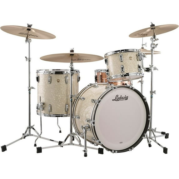 Ludwig Classic Maple 3-Piece Fab Shell Pack, 22" Bass Drum, Vintage Marine Pearl, Drum Set