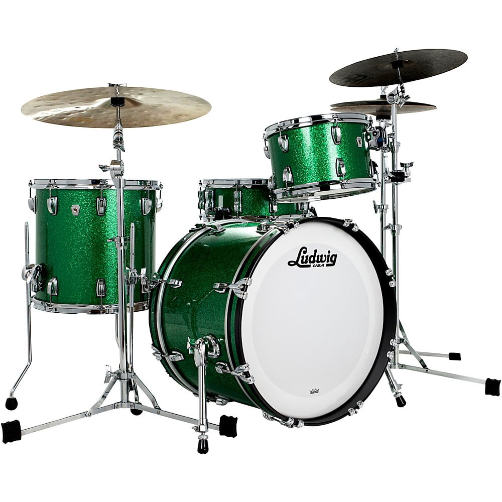 Ludwig Classic Oak 3-Piece Downbeat Shell Pack With 20" Bass Drum Green Sparkle