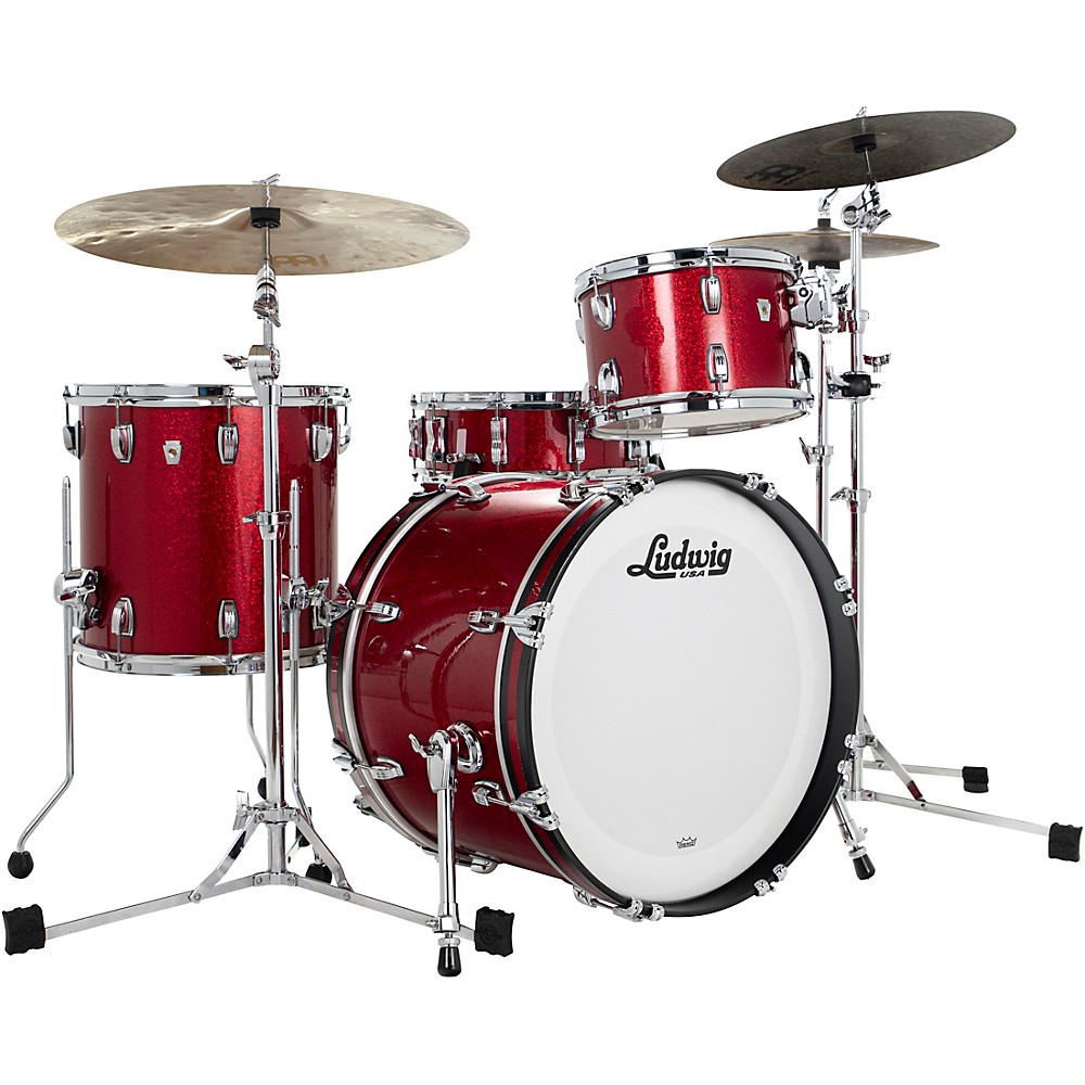 Ludwig Classic Oak 3-Piece Downbeat Shell Pack With 20" Bass Drum Red Sparkle