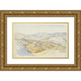 thumbnail image 1 of Ludwig Deurer 24x17 Gold Ornate Framed and Double Matted Museum Art Print Titled - The Sabine Hills and Rocca Santo Stefano Seen from Civitella (1835), 1 of 4