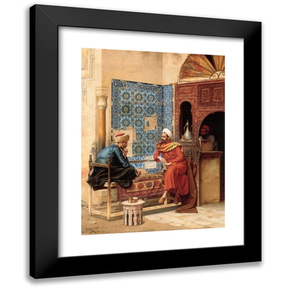 Ludwig Deutsch 19x24 Black Modern Framed Museum Art Print Titled - The Chess Game (1896)