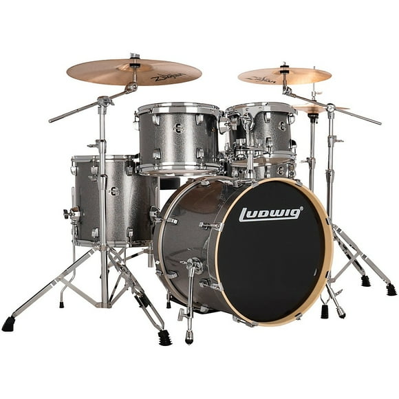 Ludwig Evolution 5-Piece Drum Set With 20" Bass Drum and Zildjian I Series Cymbals Platinum